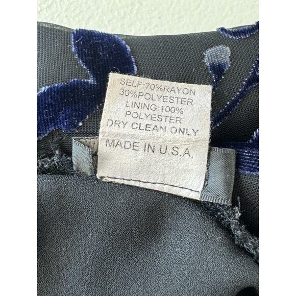 Lapis BlackWomen's Sz S Black Sheer Chiffon With Blue Velvet Flowers. - Picture 6 of 7